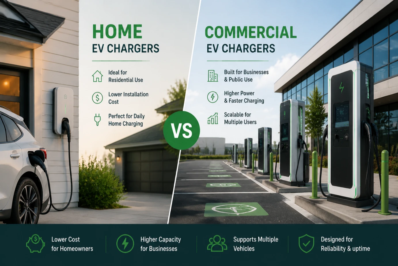 Home vs Commercial EV Chargers