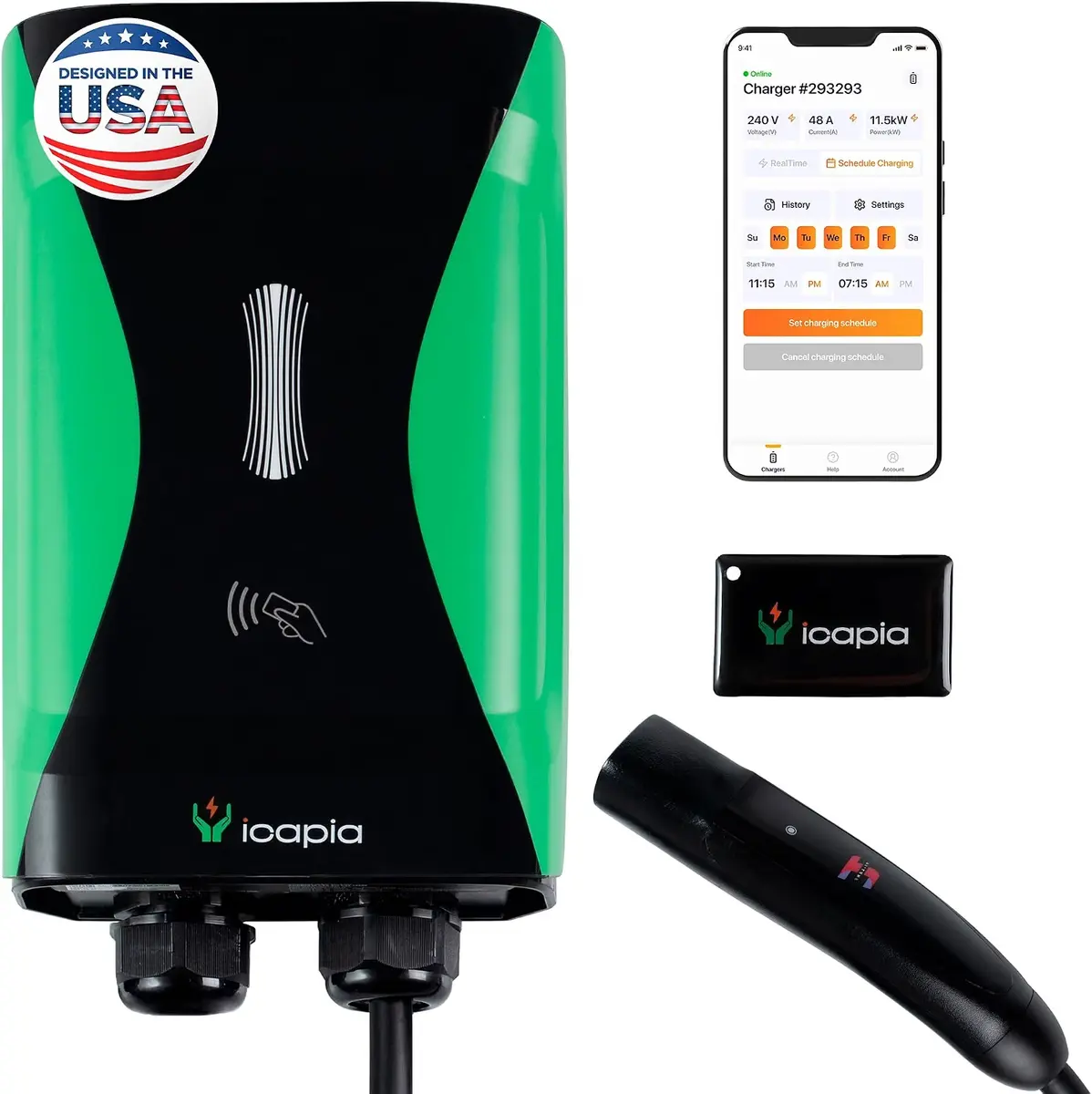 Sapphire Pro charger and ICAPIA mobile app